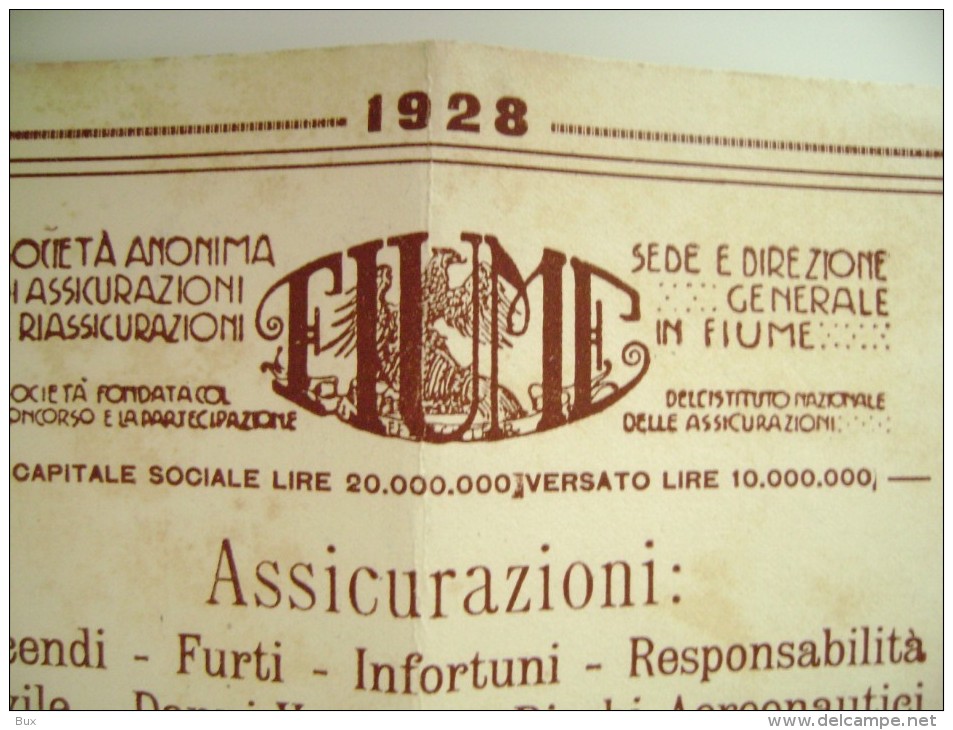 1928  FIUME Rijeka ASSICURAZIONE  CALENDARIO TIP.  PALAZZO ADRIA 29X11,5      KROATIEN CROAZIA   C2 LOTTO 35 PAG5 - Petit Format : 1921-40