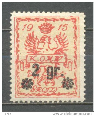 1916 POLAND WARSAW POST 2 GR. OVERPRINT MICHEL: 9 MLH * - Ungebraucht