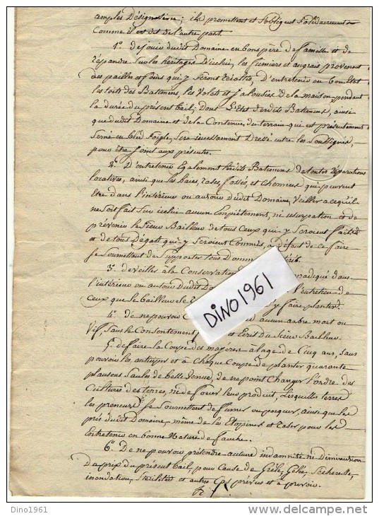 VP2651 - CLERMONT FERRAND - Acte Entre  LEVET & MOMMORY De RETERRE Bail Du Domaine De Manson à SAINT GENES CHAMPANELLE - Manuscripts