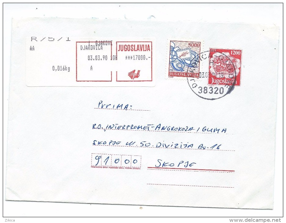 Yugoslavia,Kosovo.Gjakovica,R - Letter.Stamped Stationery 1200.post Carriage,post Label 17000 - Storia Postale