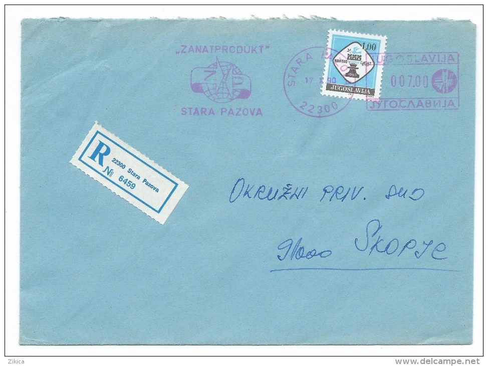 Yugoslavia,Serbia,Stara Pazova,R - Letter,rosse Slogan,flamme - ZANATPRODUKT,chess Stamp Used - Covers & Documents