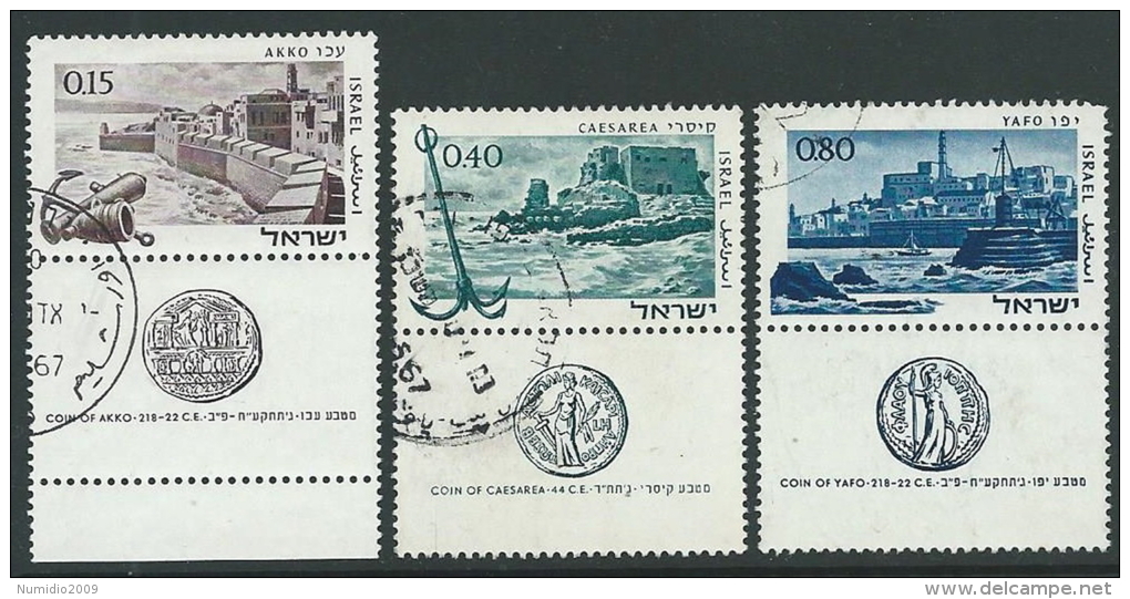 1967 ISRAELE USATO ANTICHI PORTI CON APPENDICE - T3 - Gebraucht (mit Tabs)