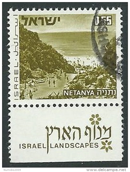 1971-74 ISRAELE USATO VEDUTE 55 A CON APPENDICE - T3 - Gebraucht (mit Tabs)