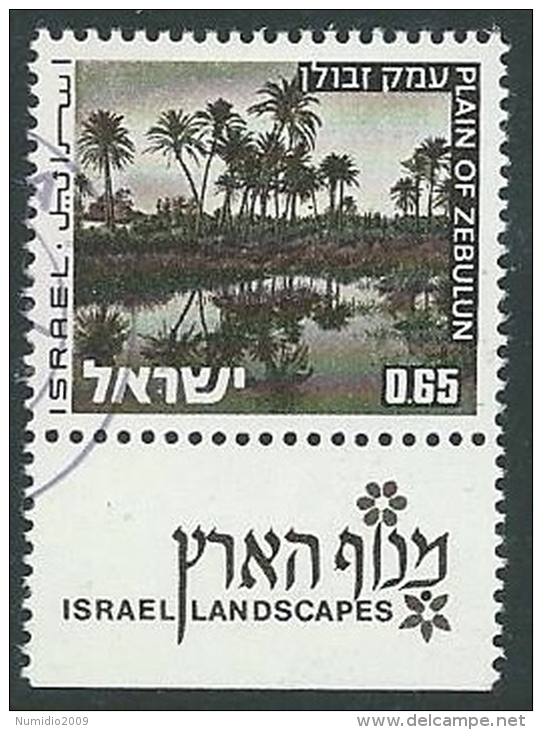 1971-74 ISRAELE USATO VEDUTE 65 A CON APPENDICE - T3 - Gebraucht (mit Tabs)