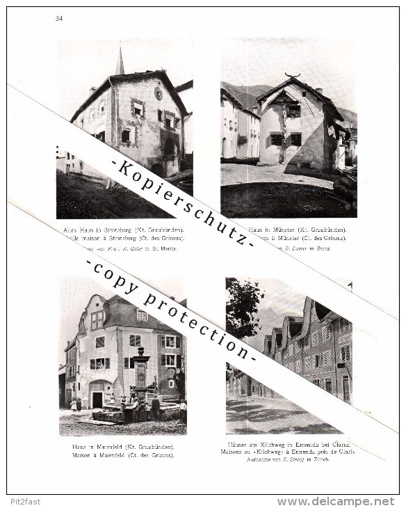 Photographien / Ansichten , 1907 , Steinsberg , Maienfeld , Münster , Ennenda , Grüsch , Prospekt , Architektur , Fotos - Grüsch