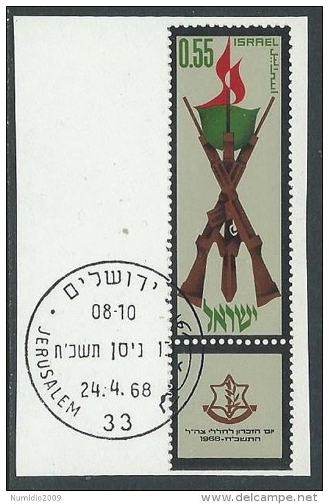 1968 ISRAELE USATO GIORNATA DEL RICORDO CON APPENDICE - T2 - Gebraucht (mit Tabs)