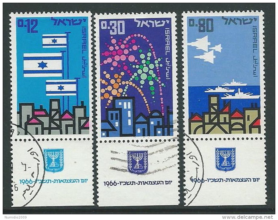 1966 ISRAELE USATO ANNIVERSARIO DELLO STATO CON APPENDICE - T3 - Gebraucht (mit Tabs)