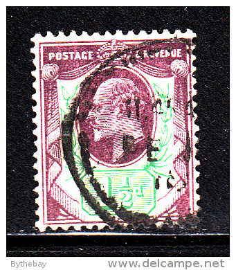 Great Britain Used Scott #129 1 1/2p Edward VII, Violet & Green - Oblitérés