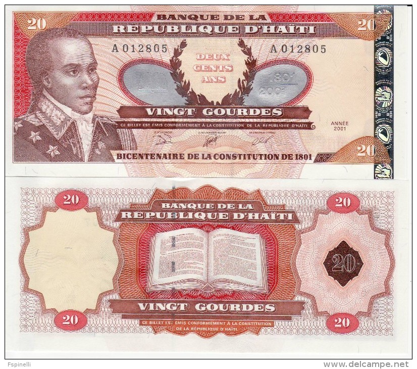 HAITI   20   Gourdes  Commemorative Issue  P271A       2001   UNC - Haiti