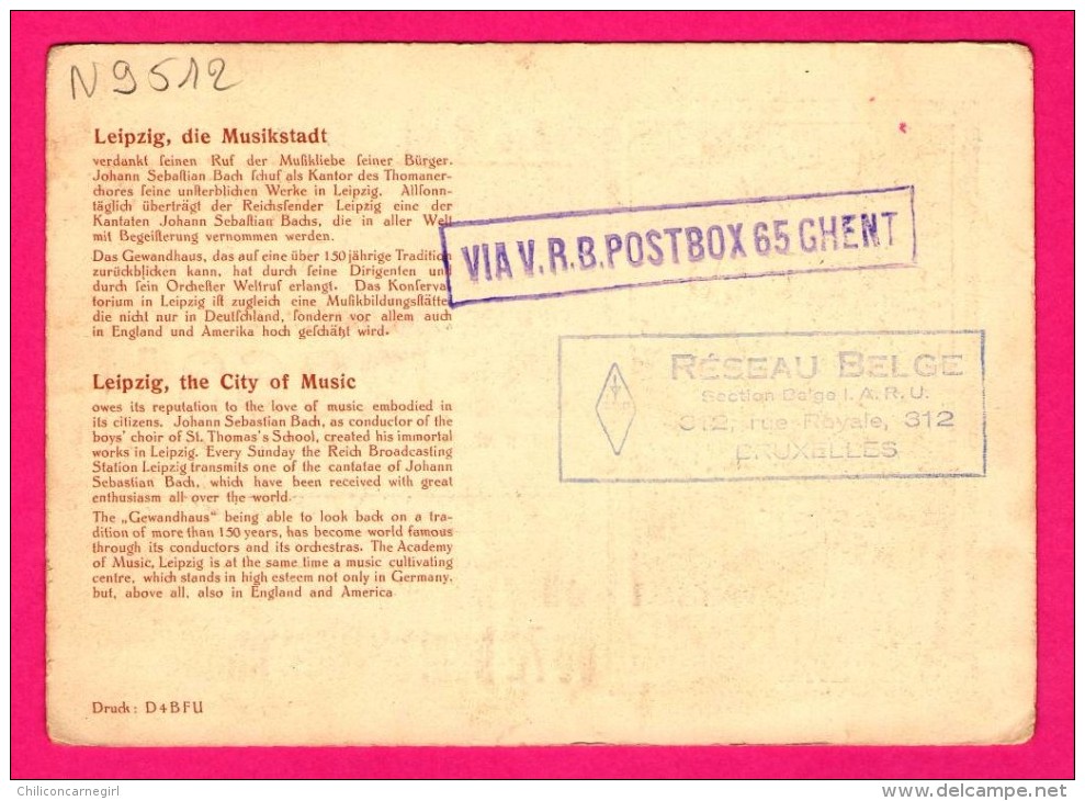 QSL - Rudolf W. Mahr - Querstrasse - The City Of Music - Berlin-Dahlem - Leipzig Die Musikstadt - Réseau Belge - 1935 - Radio