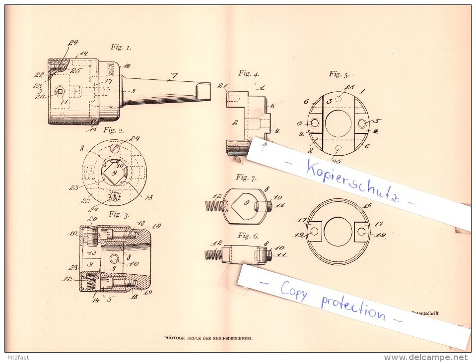 Original Patent  - Wide Range Drill-Chuck & Tool Company In Muncie , Indiana, USA  , 1906 ,  !!! - Muncie