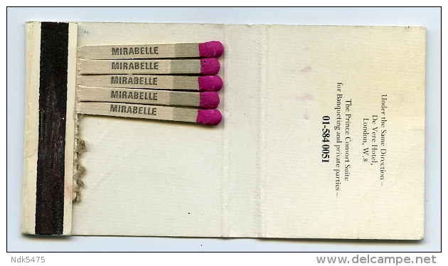 LONDON : MIRABELLE CLUB - MATCHBOOK - CURZON STREET, MAYFAIR - Boites D'allumettes