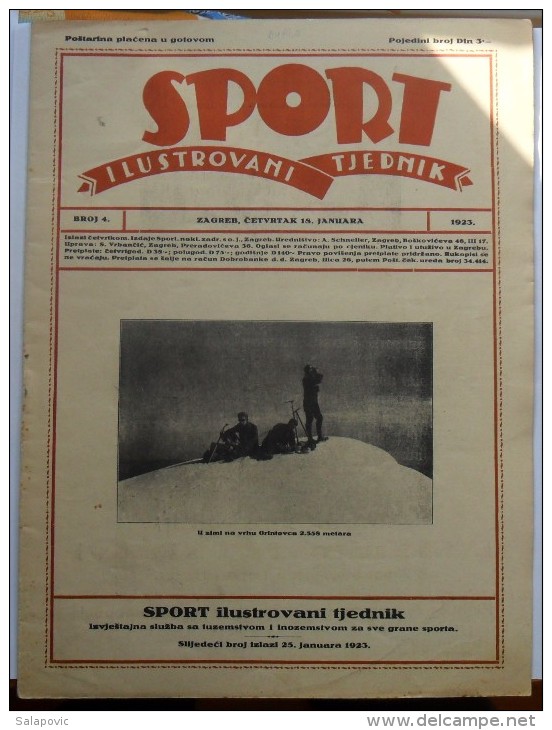 SPORT ILUSTROVANI TJEDNIK 1923 ZAGREB, FOOTBALL, SKI, MOUNTAINEERING ATLETICS,  SPORTS NEWS FROM THE KINGDOM SHS - Libros