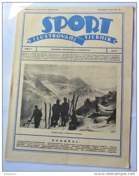 SPORT ILUSTROVANI TJEDNIK 1923 ZAGREB, FOOTBALL, SKI, MOUNTAINEERING ATLETICS,  SPORTS NEWS FROM THE KINGDOM SHS - Bücher