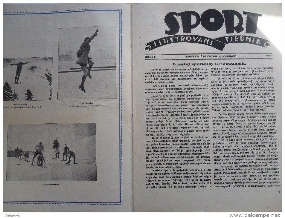 SPORT ILUSTROVANI TJEDNIK 1923 ZAGREB, FOOTBALL, SKI, MOUNTAINEERING ATLETICS,  SPORTS NEWS FROM THE KINGDOM SHS - Books