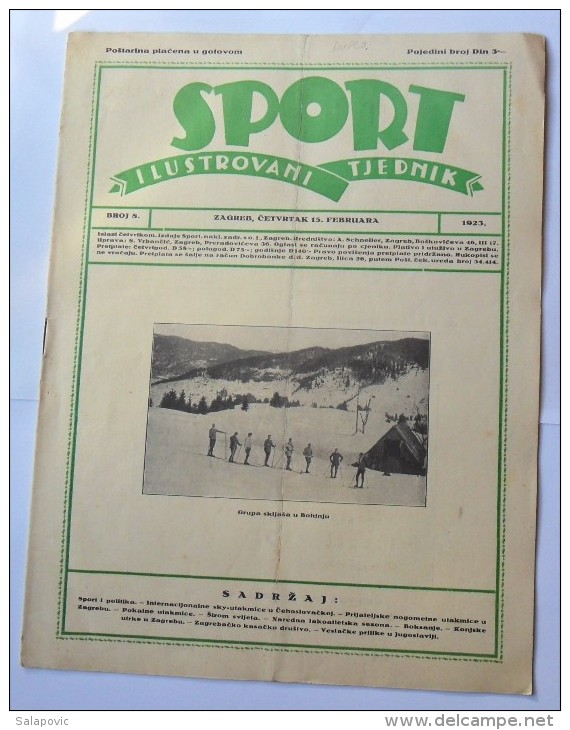 SPORT ILUSTROVANI TJEDNIK 1923 ZAGREB, BOHINJ, FOOTBALL, SKI, MOUNTAINEERING ATLETICS,  SPORTS NEWS FROM THE KINGDOM SHS - Libros
