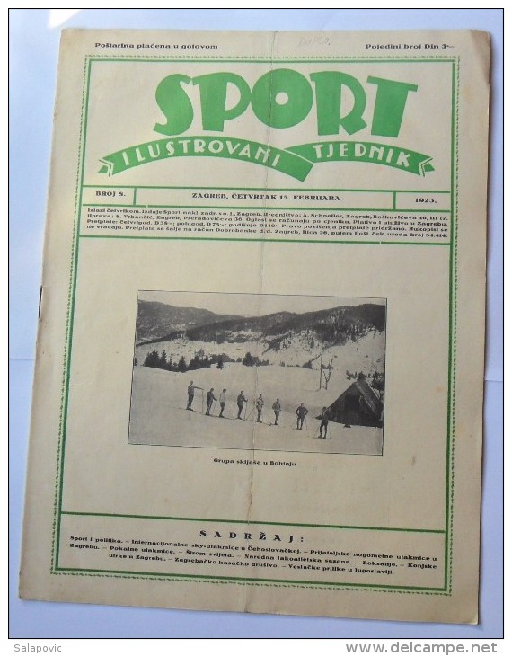 SPORT ILUSTROVANI TJEDNIK 1923 ZAGREB, BOHINJ, FOOTBALL, SKI, MOUNTAINEERING ATLETICS,  SPORTS NEWS FROM THE KINGDOM SHS - Livres