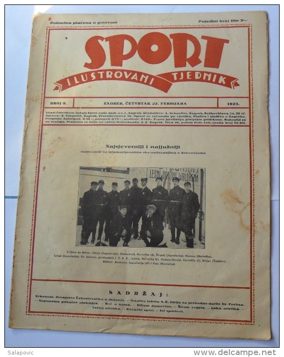 SPORT ILUSTROVANI TJEDNIK 1923 ZAGREB, KRKONOSE, FOOTBALL, SKI, MOUNTAINEERING,  SPORTS NEWS FROM THE KINGDOM SHS - Libros