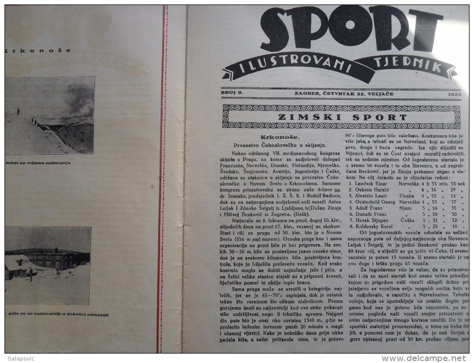 SPORT ILUSTROVANI TJEDNIK 1923 ZAGREB, KRKONOSE, FOOTBALL, SKI, MOUNTAINEERING,  SPORTS NEWS FROM THE KINGDOM SHS - Livres