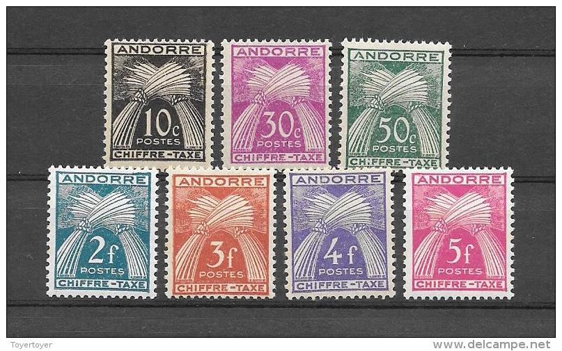 Mo 6  Andorre Lot De 7 Timbres Taxes - Unused Stamps