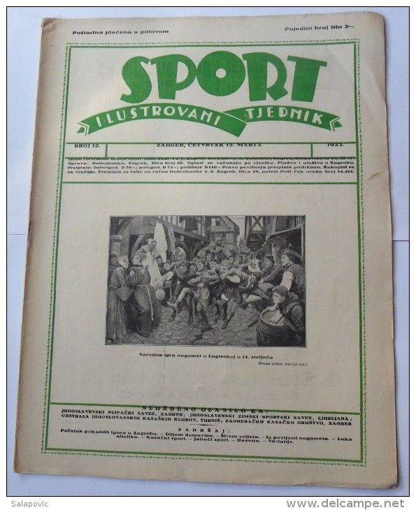 SPORT ILUSTROVANI TJEDNIK 1923 ZAGREB, FOOTBALL, SKI, MOUNTAINEERING,  SPORTS NEWS FROM THE KINGDOM SHS - Books