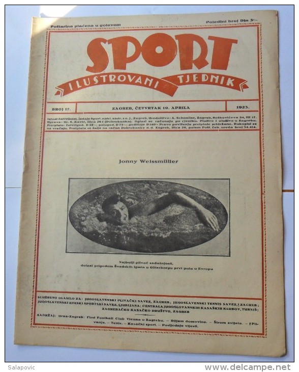 SPORT ILUSTROVANI TJEDNIK 1923 ZAGREB, JONNY WEISSMULLER FOOTBALL SKI, MOUNTAINEERING,  SPORTS NEWS FROM THE KINGDOM SHS - Livres