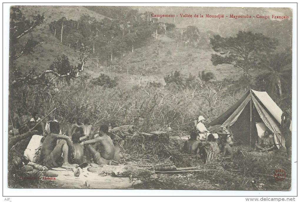 CPA ANIMEE CAMPEMENT, VALLEE DE LA MOUNDJIE, MAYOUMBA, CONGO FRANCAIS - Congo Français