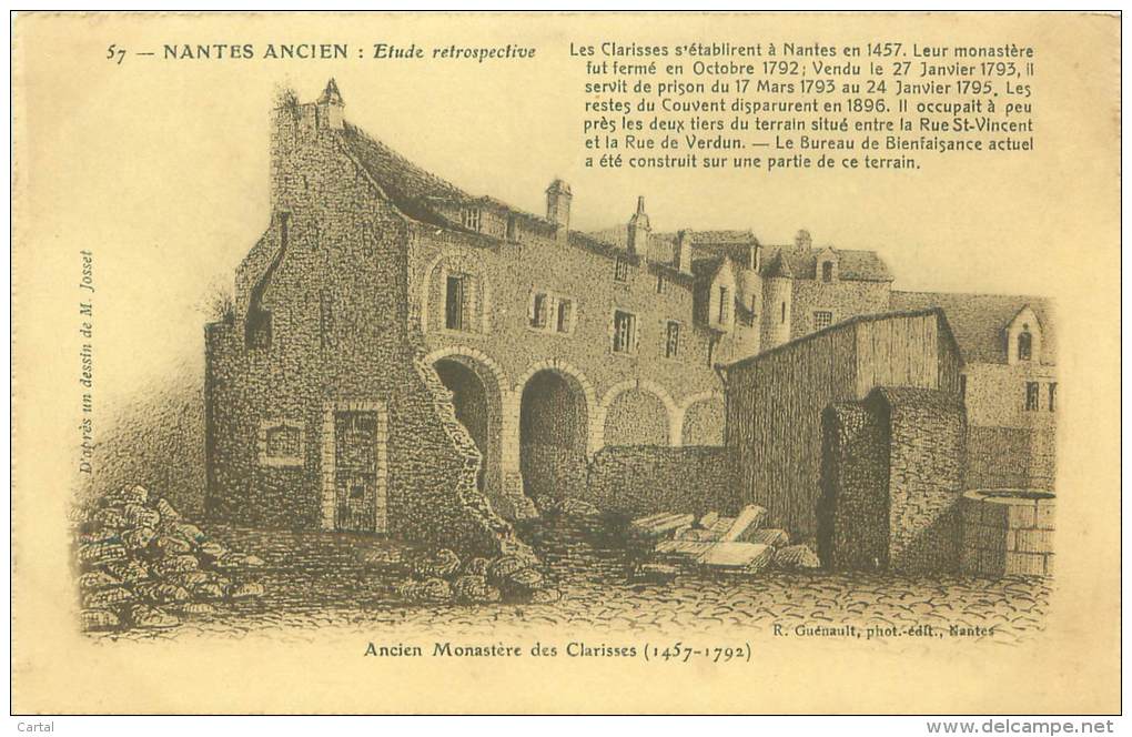 44 - NANTE Ancien - Etude Rétrospective - Ancien Monastère Des Clarisses (1457 - 1792) - Nantes