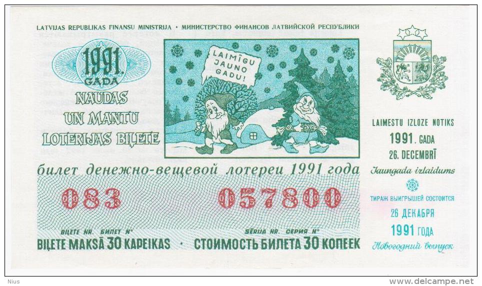 Latvia 1991 Lottery Ticket - Loterijbiljetten