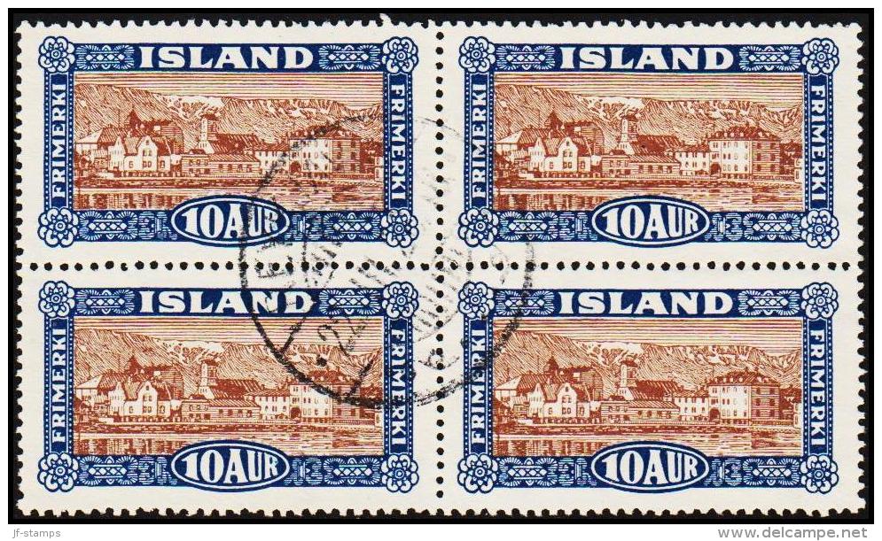 1925. Views And Buildings. 10 Aur Brown/blue 4-Block. (Michel: 115) - JF191588 - Neufs