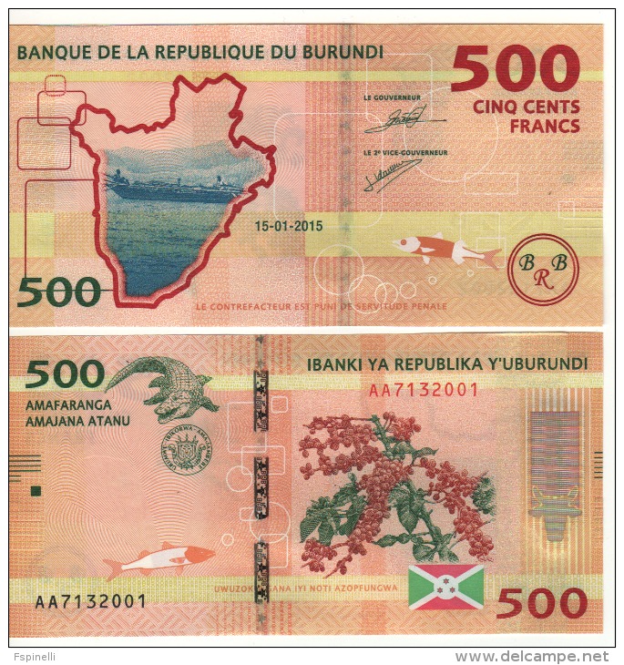 BURUNDI  New  500 Francs  Dated 15.01.2015  Pnew  UNC - Burundi