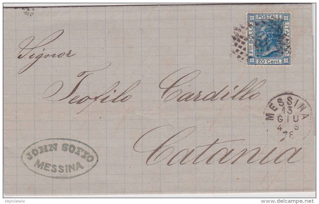 ITALIE 1876 LETTRE DE MESSINA - Storia Postale