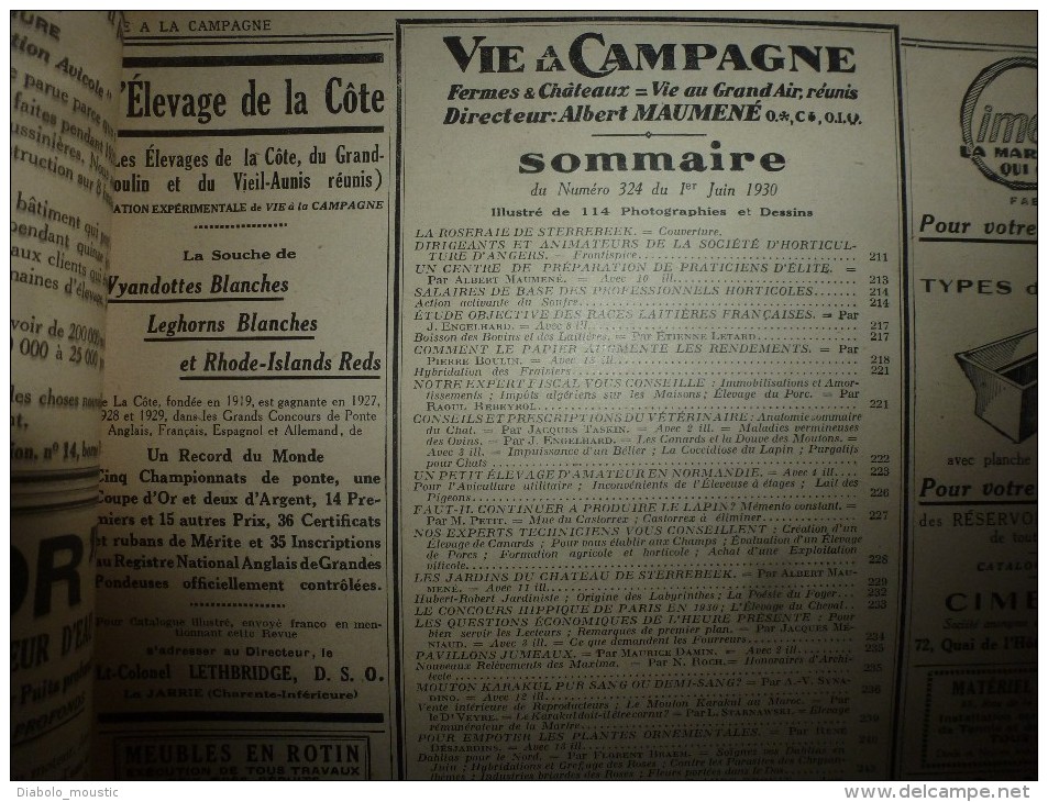 Rare (belles publicités: Goefft,Erel,Sem,etc)  1930 VIE A LA CAMPAGNE :6 numéros (janvier,février,mars, avril,mai,juin)