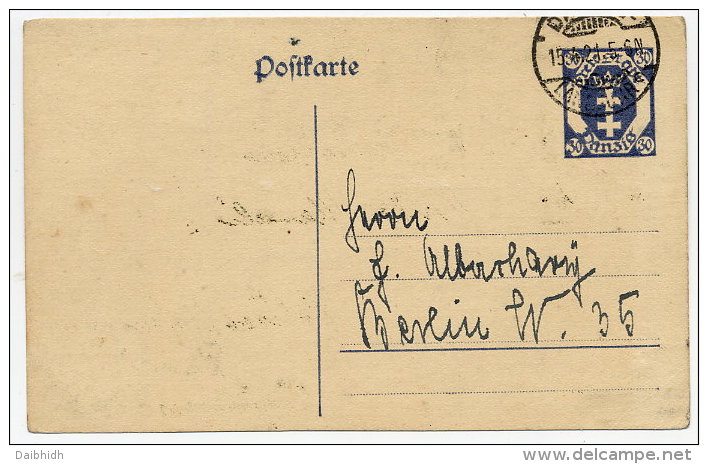 DANZIG 1921 30 Pfg. Postal Stationery Card On Ivory Stock, Used.  Michel P11b - Other & Unclassified