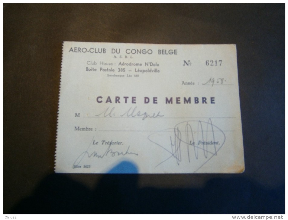 CONGO BELGE - AERO CLUB DU CONGO BELGE-Aérodrome De N'Dolo - De 1958 - Au Nom De M MAQUET - Non Classés