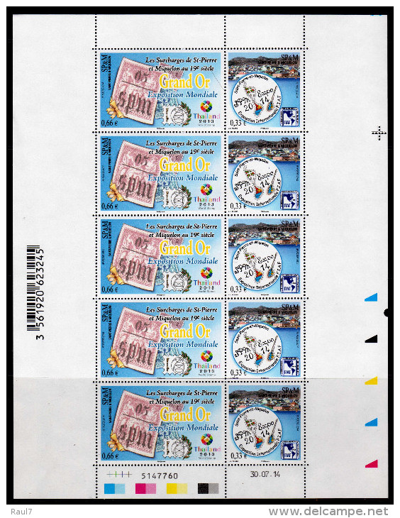 St Pierre Et Miquelon 2014 - Grand Or Au Salon Thailand 2013 Des Surcharges SPM Du 19e Siècle  - Feuillet Neuf // Mnh - Unused Stamps