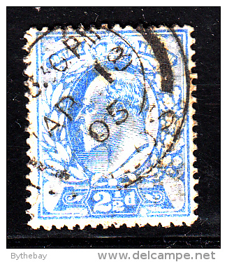 Great Britain Used Scott #131 2 1/2p Edward VII, Ultramarine CDS AP 08 05 - Thinned, Perf Faults - Oblitérés