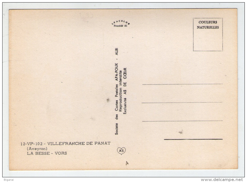 CP . 12 . VILLEFRANCHE DE PANAT . LA BESSE . VORS . VACHES . - Andere & Zonder Classificatie