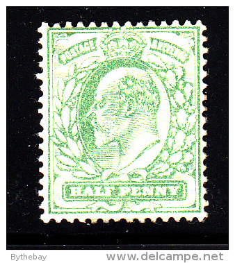 Great Britain Unused Scott #143 1/2p Edward VII, Pale Yellow Green - Neufs