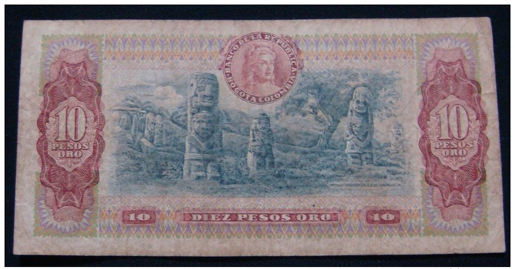 COLOMBIA 10 PESOS 1980, VF-. - Colombia