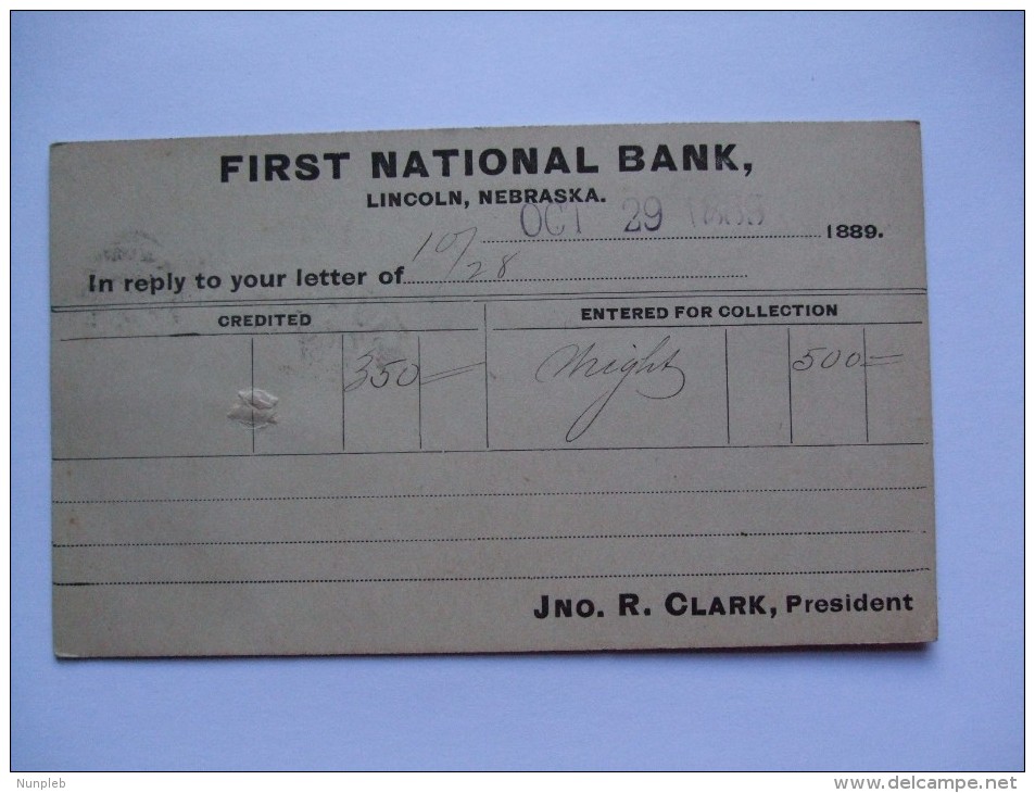 USA 1889 POSTCARD LINCOLN NEBRASKA TO BURCHARD NEBRASKA - Briefe U. Dokumente