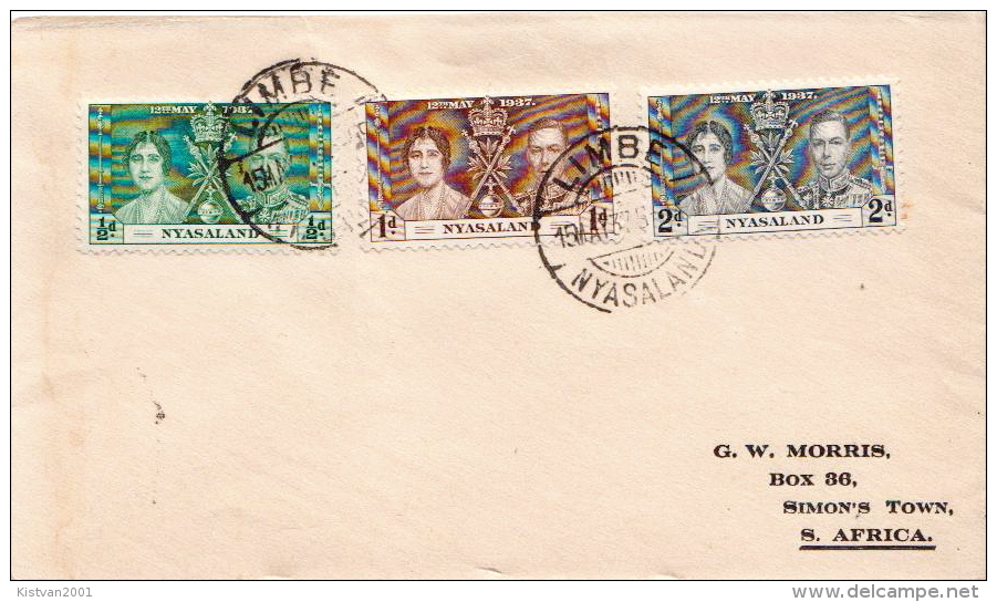 Postal History Cover: Nyasaland Coronation Set On Cover - Royalties, Royals