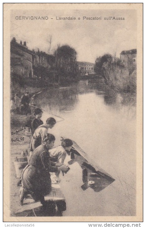 7714-CERVIGNANO(UDINE)-LAVANDAIE E PESCATORI SULL'AUSSA-ANIMATA-1916-FP - Udine