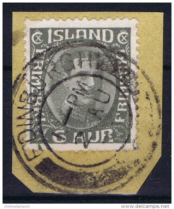 ICELAND: Mi Nr 87 Used 1920  Cancel  Scotland UK   EDENBURUGH - Oblitérés