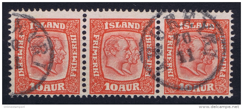 ICELAND: Mi Nr 53  Used  1907  Strip - Gebruikt