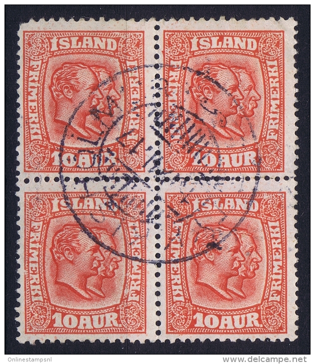 ICELAND: Mi Nr 53  Used  1907  4-block - Gebruikt