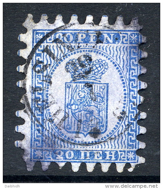 FINLAND 1866 20 P. Blue With Roulette II, Used.  Michel 8 Bx - Gebruikt