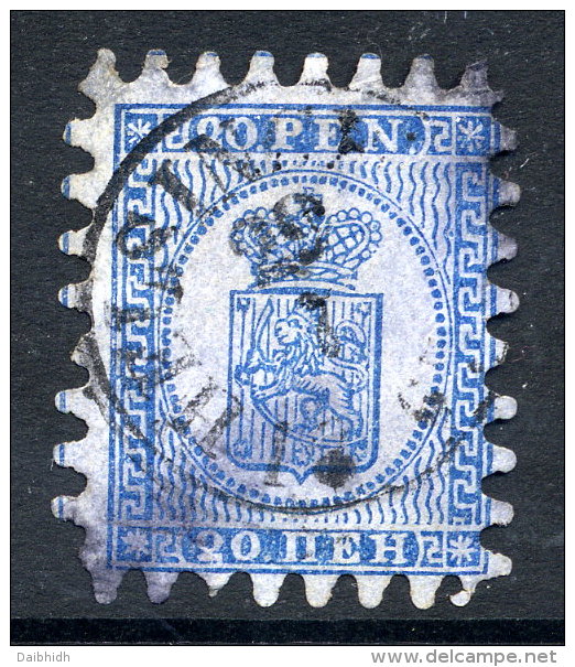 FINLAND 1866 20 P. Blue With Roulette II, Used.  Michel 8 Bx - Gebraucht