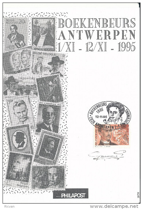 1995 12 PHILAPOSTKAARTEN BOEKENBEURS ANTWERPEN MET PZ 2569(*6) + 2570(*6) MET GEDENKSTEMPELS VAN SCHRIJVERS ZIE SCAN(S) - Illustrated Postcards (1971-2014) [BK]