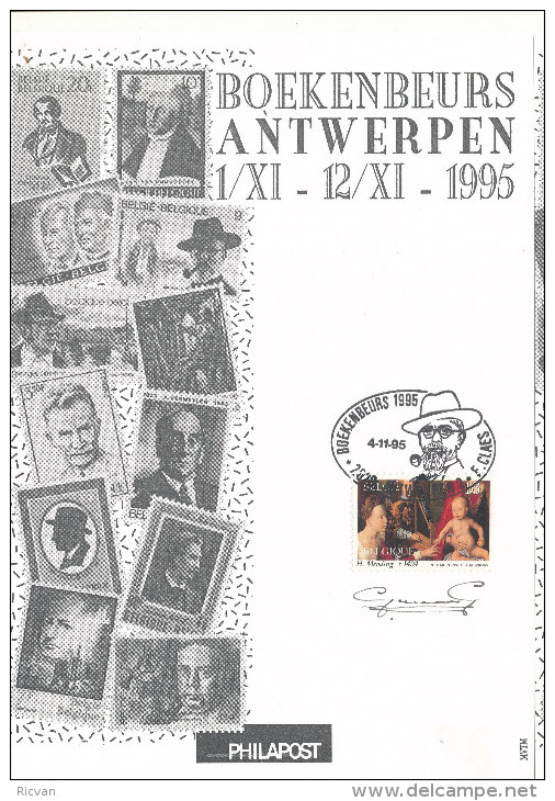 1995 12 PHILAPOSTKAARTEN BOEKENBEURS ANTWERPEN MET PZ 2569(*6) + 2570(*6) MET GEDENKSTEMPELS VAN SCHRIJVERS ZIE SCAN(S)